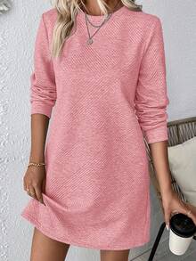 EMERY ROSE Vestido de manga larga de unicolor casual y regular - Rosa - Ver 6
