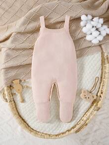 SHEIN Baby Boy 1pc Fall Winter Koala Flocking Sweater Romper - Apricot - View 2