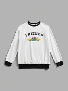 FRIENDS X SHEIN Áo thun trễ vai thường ngày dành cho nữ có in chữ và cúp - trắng - Xem 1