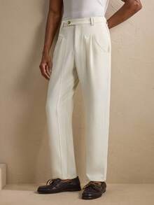 Men's Fashionable Versatile Solid Color Suit Pants - White - View 2