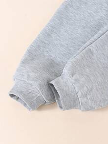 SHEIN Explorewe 3 件套女童休闲连帽衫、吊带背心和运动裤套装，时尚印花设计，适合日常休闲装、学校装、春秋季 - 灰色 - 查看 4