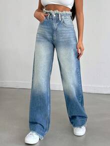EURMUSE HIGH WAIST STRAIGHT VINTAGE BLUE JEAN - Blue - View 4