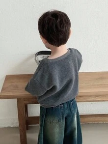 DAZY Baby Boys' Cartoon Print Thermal Lined Crew Neck Long Sleeve Sweatshirt, Autumn/Winter