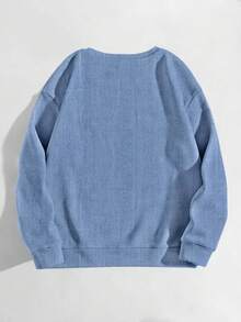 Plus Size Women Graphic Dog Print Textured Crew Neck Long Sleeve Casual Sweatshirt, Suitable For Outdoor Wear - Multicolor - View 2