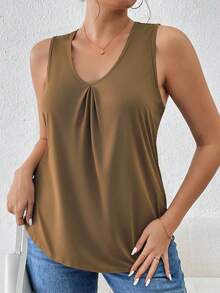 1pc Women's Casual Knit Camisole, Comfortable Draping Fit, Suitable For Yoga & Sports