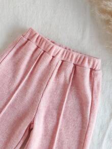 SHEIN 2pcs Baby Girls Casual Versatile Long Sleeve Top And Pants Set, Suitable For Spring, Autumn And Winter, Daily Wear Fall - Pink - View 5
