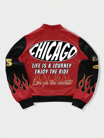 Prep Veste manteau à imprimé couleur contrastée à manches longues pour hommes