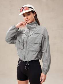 OutZeal Women Water-Resistant UV Protection Reflective Strip Drawstring Hem Outdoor Sun-Proof Jacket Daily Casual