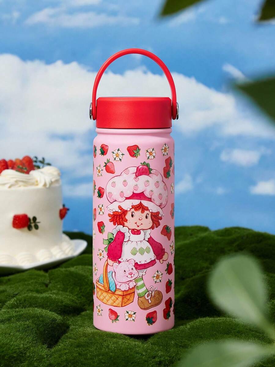 Strawberry Shortcake X SHEIN 可爱卡通人物草莓图案保温杯，送礼佳品 - 紅色 - 查看 1