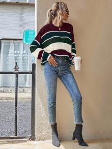 EMERY ROSE Women's Latest Fashion Comfortable Color Block Pullover Sweater - Multicolor - View 4