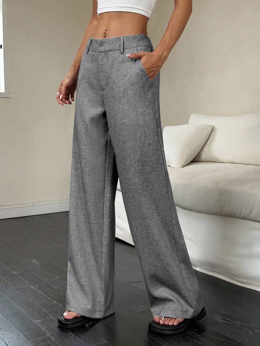 Flirla 女士优雅飘逸阔腿裤，简约通勤风格，高品质时尚显瘦