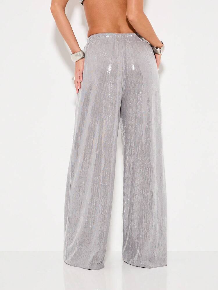 KIZN Sequin Wide Leg Palazzo Pants