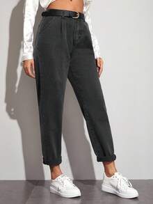 EMERY ROSE Plus Size Casual Vacation Washed Denim Jeans - Light Grey - View 3
