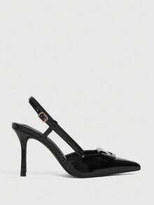 CUCCOO SZL Tacones de aguja de punta negros de moda con tacón alto - Negro - Ver 3