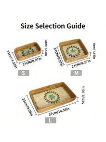 SHEIN 1 chiếc khay/hộp đựng trái cây vuông đa năng kiểu Bohemian thủ công, đan bằng mây, thích hợp cho nhà hàng/dã ngoại ngoài trời, lưu trữ tại nhà, trang trí đám cưới, đĩa đựng trái cây. - màu xanh lá - Xem 2