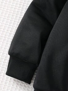 年轻女孩休闲百搭舒适蝴蝶印花连帽拉链针织夹克秋冬女童服装 - 黑色 - 查看 5