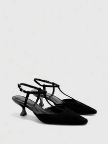 CUCCOO BIZCHIC Women's Fashion Patent Leather Ankle Strap Classic Comfortable Low Heel Pointed Toe Flats, Versatile For Commute, Date, Party, Holiday, Wedding - Black - View 6