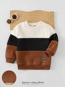 Cozy Pixies Áo nỉ chui đầu tay dài cổ dệt kim màu tương phản cho bé trai, đa năng và thoải mái - Nhiều màu - Xem 3