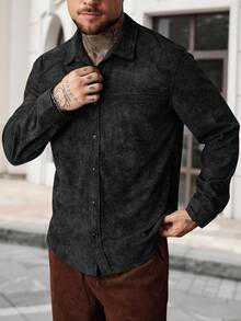 Manfinity Homme Chaqueta casual de hombre de manga larga de unicolor - Negro - Ver 1
