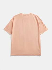 FRIENDS X SHEIN 女士夏季短袖字母印花休閒T恤 - 駝色 - 查看 2