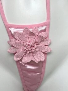 Body de mujer romántico de estilo campestre con flores 3D de satén en color rosa - Rosa - Ver 3