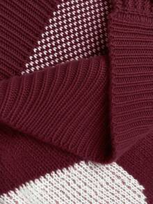 Elenzga Plus Size Casual Colorblock Heart Studded Embellished Cardigan, Autumn - Burgundy - View 3