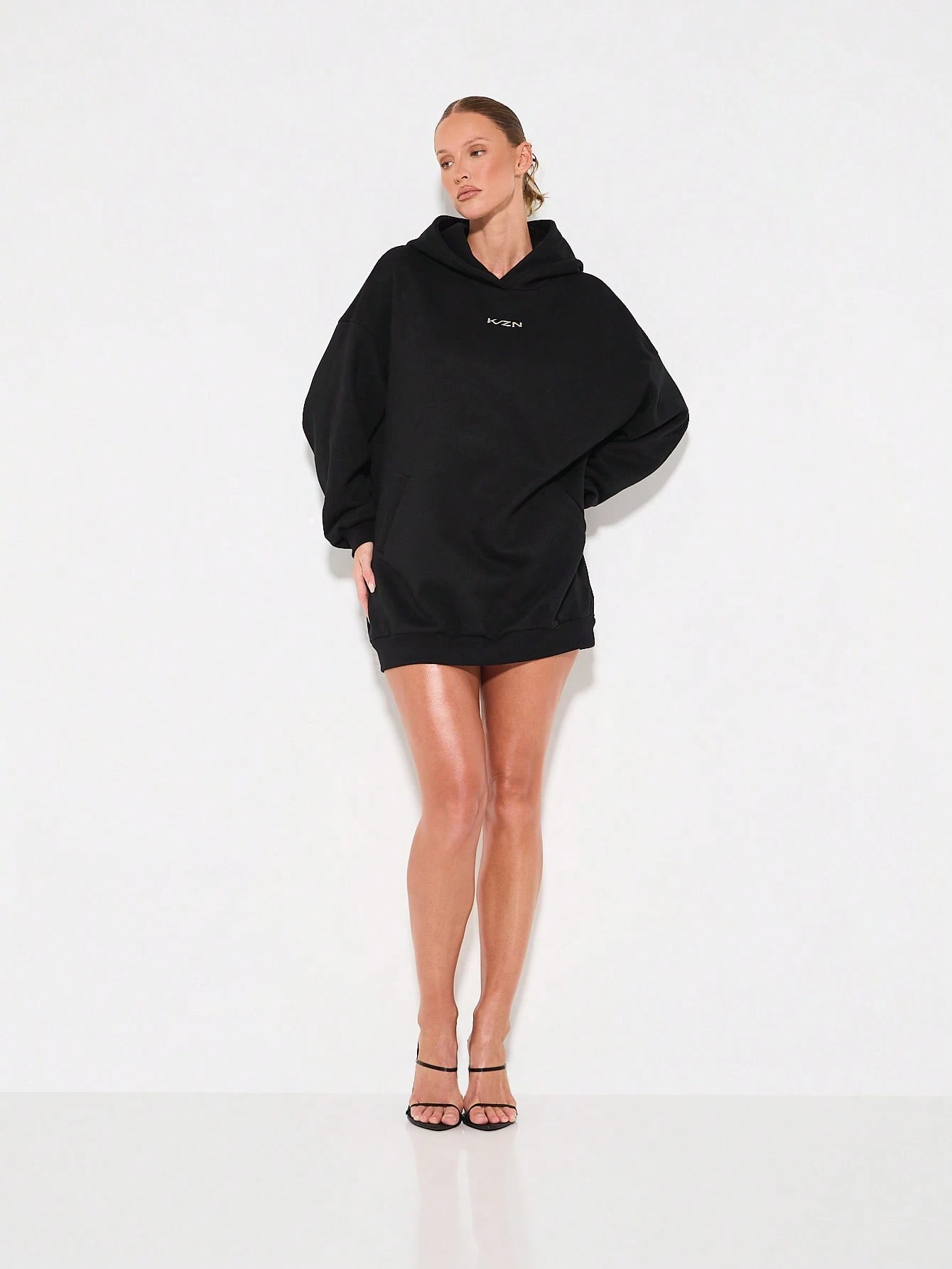 KIZN Oversized Hoodie Mini Dress With Front Pockets