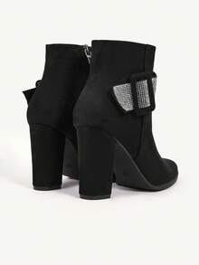 CUCCOO CHICEST Botas de tobillo con tacón grueso de strass para mujer, nuevas botas de vestir de terciopelo para otoño/invierno - Negro - Ver 10
