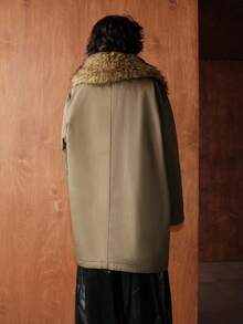 Uhlyne Uhlyne Commuting Casual Loose Comfortable Versatile Detachable Fur Collar Mid-Length Padded Coat For Women - Olive Green - View 8