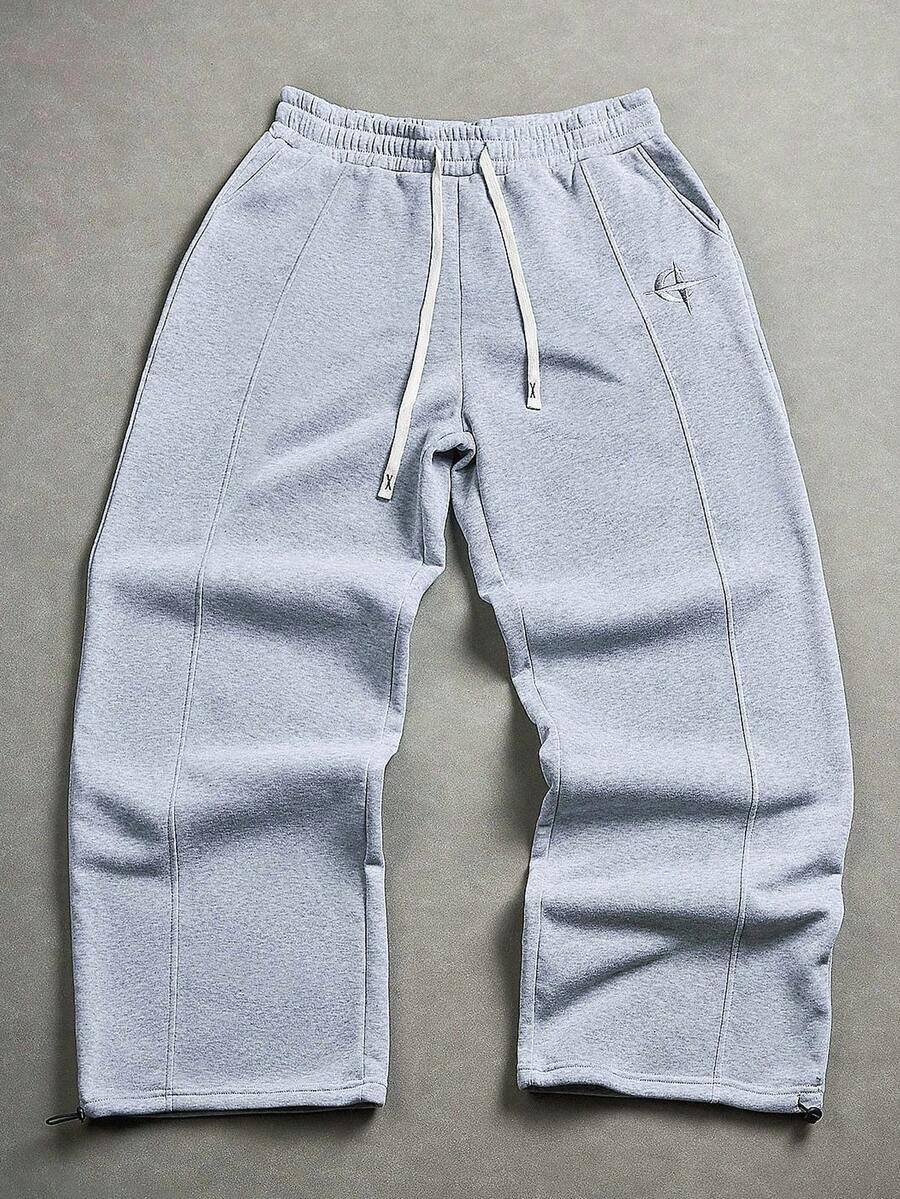 STYNVO Manfinity Streetrush Young Men's Casual Street Style Embroidered Badge Sweatpants, 2000s Style