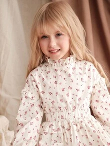 Loomiva Conjunto de 2 piezas para niña con blusa de cuello redondo de manga larga con estampado floral ditsy y falda de cintura elástica, conjunto de camisa con cuello con volantes para niñas, conjunto de camisa floral ditsy para niñas, conjunto de 2 piezas para niñas, conjunto de falda para niñas, conjunto de pétalos color rosa pálido, conjunto floral para niñas, conjunto cómodo y versátil casual, conjunto retro para niñas, conjunto de 2 piezas para niñas, de vuelta al colegio, camisa con cuello con volantes, conjunto de camisa floral ditsy, conjunto de camisa con cuello con volantes para niñas - Rosa - Ver 7