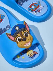 SHEIN | PAW Patrol 可爱卡通蓝色追逐男孩儿童一脚蹬拖鞋幼儿和儿童防滑速干淋浴拖鞋，轻便耐用的 EVA 材质，男女通用，适合居家、浴室、游乐场、游泳池、海滩室内外 - 藍色 - 查看 3