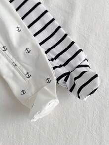 Loomiva 新生儿条纹和锚印花拉链长袖连体睡衣 - 彩色 - 查看 6