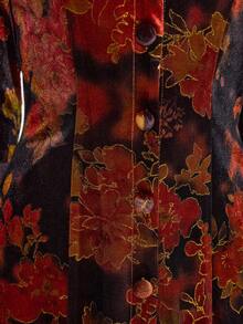 ROMWE EDITION Vintage Floral Print Plush Patchwork Cardigan Jacket For Women, Halloween - Multicolor - View 3