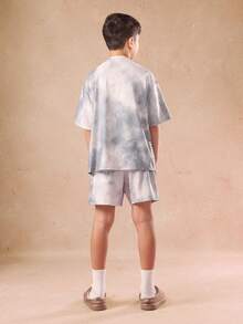 Bộ đồ ngủ SUMWON kèm tay cầm chơi game, kiểu nhuộm tie-dye, thích hợp cho chơi game, ngủ đêm, đi nghỉ mát, dành cho trẻ em, thanh thiếu niên, bé trai, quà tặng, phong cách thường ngày. - Màu Xám nhạt - Xem 2