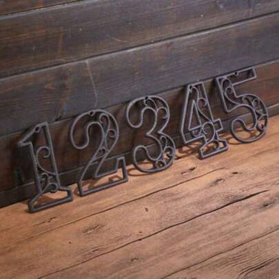1 st premium husnummer i gjutjärn - 10 cm kraftiga adressskyltar, rostbeständiga, handgjorda vintage-nummerskyltar - verandadekor, brevlådeskyltar, uppfartsmarkörer - heminredning i lantlig stil - väderbeständiga fastighetsskyltar - förbättra husets attraktionskraft - inflyttningspresenter - lyxiga fastighetsskyltar