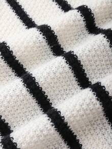 Franclia Áo khoác cardigan sọc màu tương phản cá tính, thời trang thu đông mới cho nữ - Đen và trắng - Xem 7