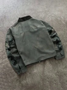 PAVTROS Men's Long Sleeve Street Style Graphic Printed Collared Zip Up Jacket, Regular Fit, Ideal For Halloween, Christmas, Daily Street Outings & Hangouts, Fashionable Streetwear Jacket, Perfect Gift For Boyfriends/Husbands On Anniversaries, For Fall, Grunge