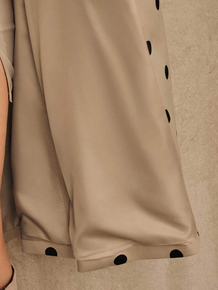 High Quality Fashionable Women's Vintage Minimalist Polka Dot Design Belted Trench Coat, Suitable For Fall, Winter, Going Out, Elegant, Formal, Party, Chic, New Year, Graduation