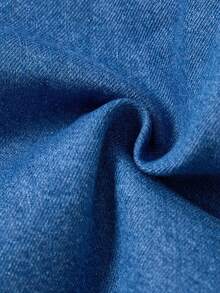 Elladie kids Girls Blue Autumn Washed Casual Fitted Pleated Denim Dress,Ruched Hem,Cute Bow Decor,Suitable Everyday Wear,Minimalist & Fashionable Fall Winter - Medium Wash - View 5