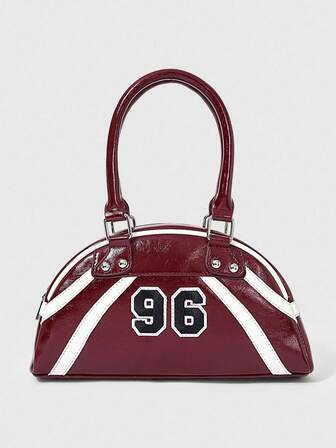 Bolso bandolera mini con números y rayas de moda, rojo