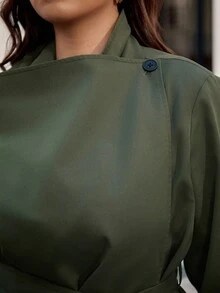 Vionelle 双面领设计复古风格夹克 - 軍綠色 - 查看 6