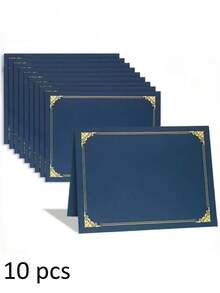 SHEIN 1 件/6 件/10 件/20 件证书文件夹，海军蓝证书封面，证书文件夹，带金箔边框的证书文件夹，信纸尺寸 21.59 厘米 X 27.94 厘米，证书，证书，文件，奖品盒