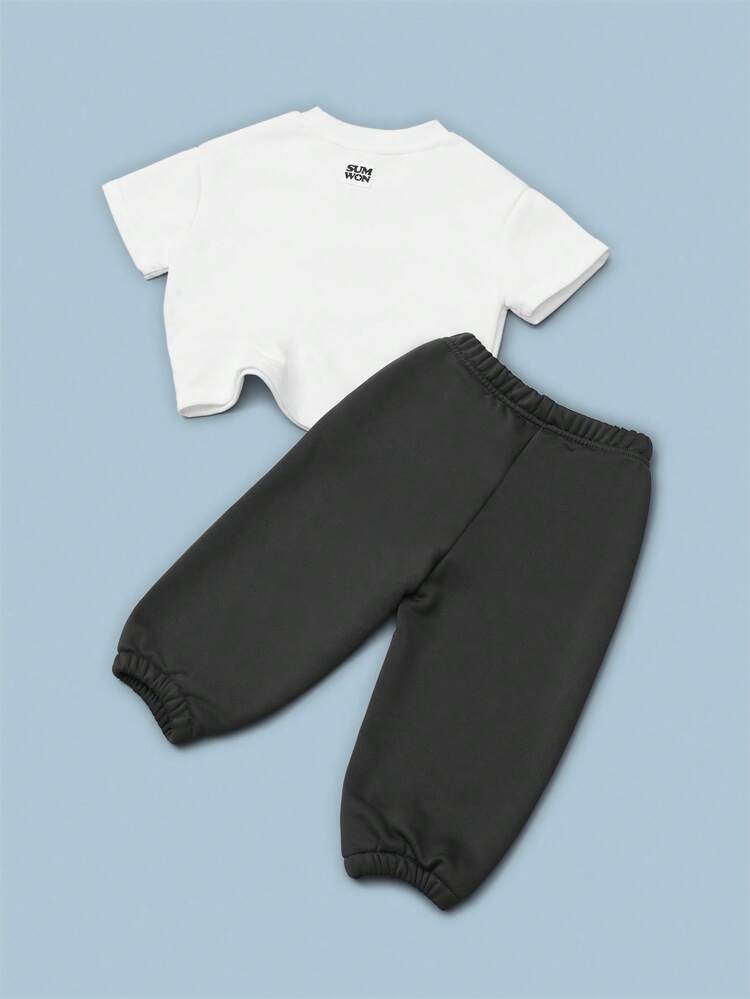 Crew Neck T-Shirt And Elastic Cuff Jogger Set