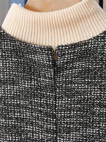 GlowEve 女式黑白提花雪花深V领宽松优雅针织连衣裙 - 黑色 - 查看 4