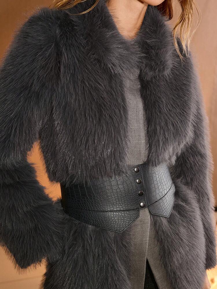 WOMEN'S FAUX FUR PATCHWORK FASHIONABLE COAT, AUTUMN/WINTER