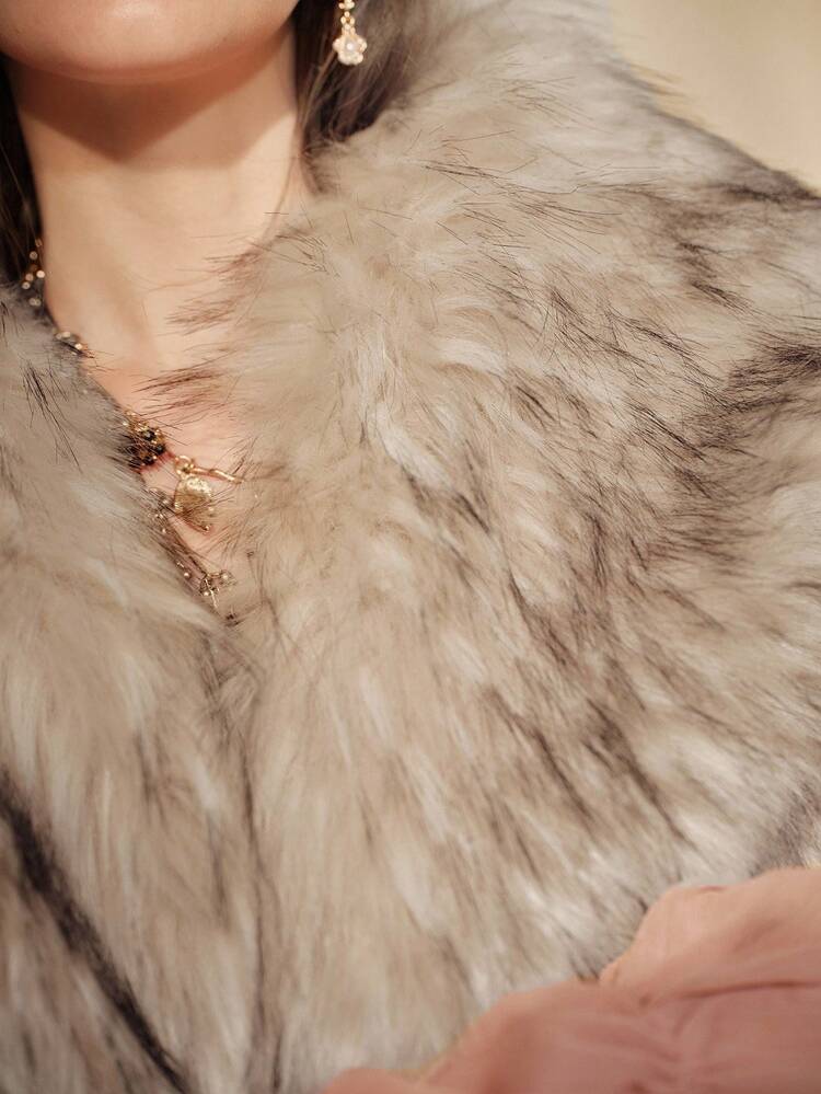 Chal de piel sintética de moda, adecuado para otoño, invierno, salir, elegante, formal, fiesta, chic, Año Nuevo, abrigo de invierno para mujer, Navidad, trabajo, graduación