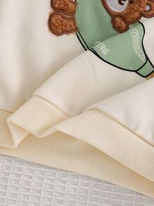 Cozy Pixies 2件套男婴熊图案圆领长袖连帽衫和慢跑裤套装 - 薄荷綠 - 查看 7