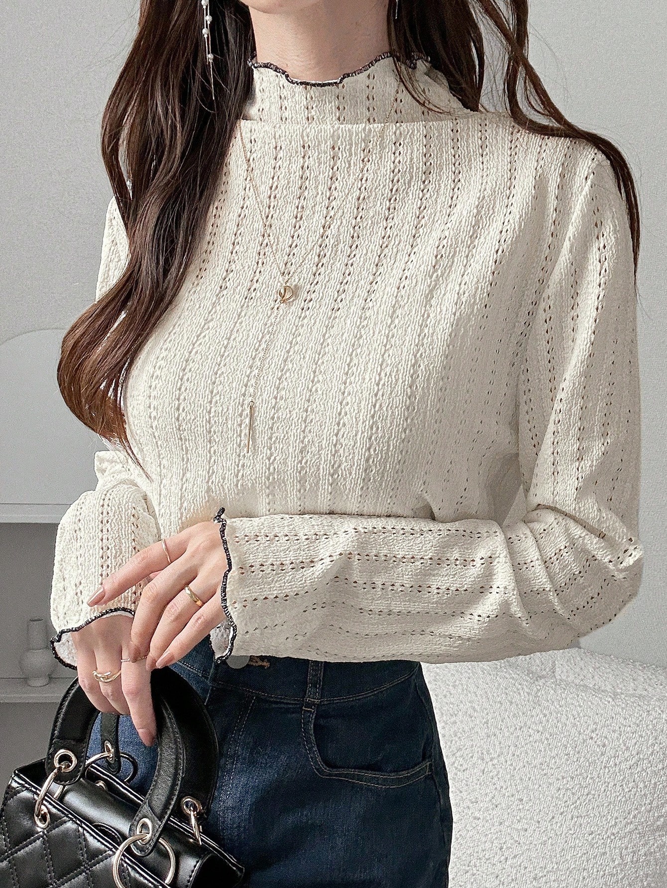 FRIFUL تي شيرت كاجوال للنساء بياقة طاقم وخياطة تبا...