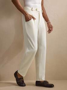 Men's Fashionable Versatile Solid Color Suit Pants - White - View 5